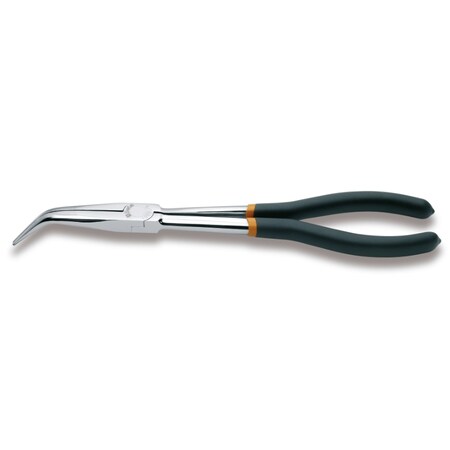 Beta 1009L/B Curved Extra Long Knurled Nose Pliers, 45 Degrees, Slip-proof PVC- Coated Handles 010090009